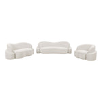 Principessa 90" Boucle Fabric Upholstered Sofa in Cream