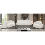 Principessa 90" Boucle Fabric Upholstered Sofa in Cream