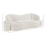 Principessa 90" Boucle Fabric Upholstered Sofa in Cream