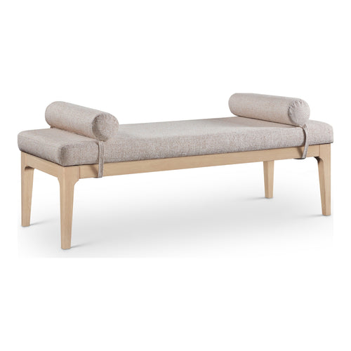 Priscilla Linen Textured Fabric Upholstered Bench in Beige