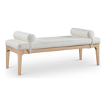 Priscilla Linen Textured Fabric Upholstered Bench in Cream