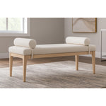 Priscilla Linen Textured Fabric Upholstered Bench in Cream