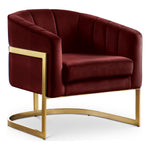 Carter Velvet Upholstered Accent Chair in Burgundy