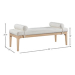 Priscilla Linen Textured Fabric Upholstered Bench in Cream