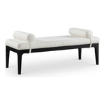 Priscilla Linen Textured Fabric Upholstered Bench in Cream