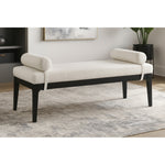 Priscilla Linen Textured Fabric Upholstered Bench in Cream