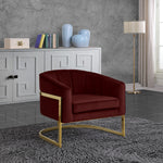 Carter Velvet Upholstered Accent Chair in Burgundy