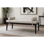 Priscilla Linen Textured Fabric Upholstered Bench in Grey