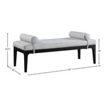 Priscilla Linen Textured Fabric Upholstered Bench in Grey