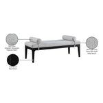Priscilla Linen Textured Fabric Upholstered Bench in Grey