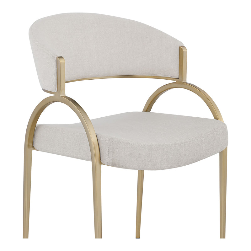 Privet Linen Textured Fabric Upholstered Dining Chair in Beige