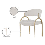Privet Linen Textured Fabric Upholstered Dining Chair in Beige