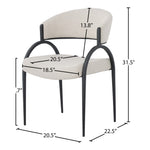 Privet Linen Textured Fabric Upholstered Dining Chair in Beige