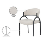 Privet Linen Textured Fabric Upholstered Dining Chair in Beige