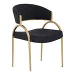 Privet Linen Textured Fabric Upholstered Dining Chair in Black