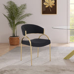 Privet Linen Textured Fabric Upholstered Dining Chair in Black