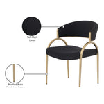 Privet Linen Textured Fabric Upholstered Dining Chair in Black