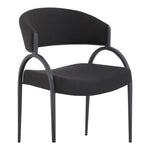 Privet Linen Textured Fabric Upholstered Dining Chair in Black