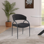 Privet Linen Textured Fabric Upholstered Dining Chair in Black