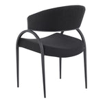 Privet Linen Textured Fabric Upholstered Dining Chair in Black
