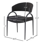 Privet Linen Textured Fabric Upholstered Dining Chair in Black