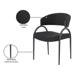 Privet Linen Textured Fabric Upholstered Dining Chair in Black
