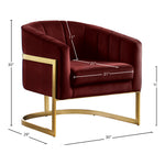 Carter Velvet Upholstered Accent Chair in Burgundy