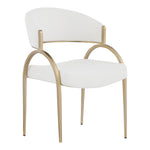 Privet Linen Textured Fabric Upholstered Dining Chair in Cream