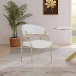 Privet Linen Textured Fabric Upholstered Dining Chair in Cream