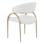 Privet Linen Textured Fabric Upholstered Dining Chair in Cream
