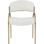 Privet Linen Textured Fabric Upholstered Dining Chair in Cream