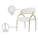 Privet Linen Textured Fabric Upholstered Dining Chair in Cream
