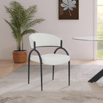 Privet Linen Textured Fabric Upholstered Dining Chair in Cream
