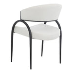 Privet Linen Textured Fabric Upholstered Dining Chair in Cream