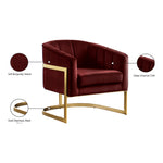 Carter Velvet Upholstered Accent Chair in Burgundy