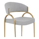 Privet Linen Textured Fabric Upholstered Dining Chair in Grey