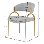 Privet Linen Textured Fabric Upholstered Dining Chair in Grey
