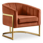 Carter Velvet Upholstered Accent Chair in Cognac