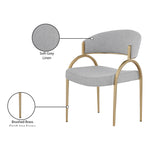 Privet Linen Textured Fabric Upholstered Dining Chair in Grey
