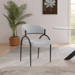 Privet Linen Textured Fabric Upholstered Dining Chair in Grey