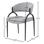 Privet Linen Textured Fabric Upholstered Dining Chair in Grey
