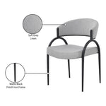 Privet Linen Textured Fabric Upholstered Dining Chair in Grey