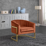 Carter Velvet Upholstered Accent Chair in Cognac
