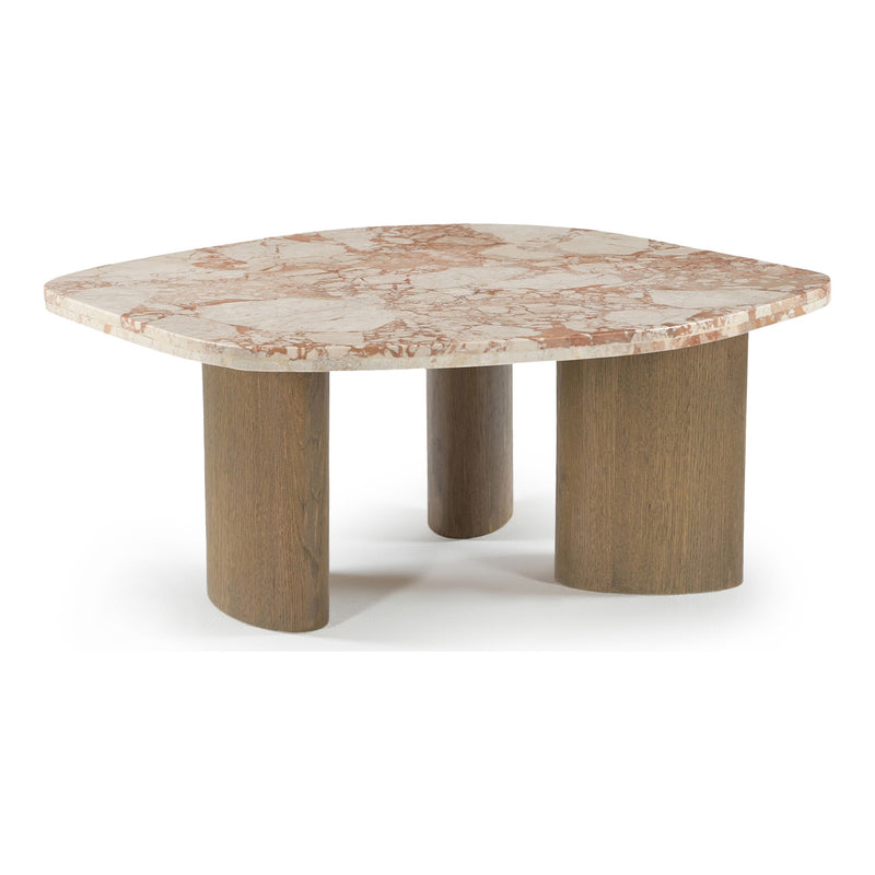Puglia Marble Top And Oak Wood Base Coffee Table in Cream
