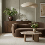 Puglia Marble Top And Oak Wood Base Coffee Table in Cream