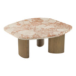 Puglia Marble Top And Oak Wood Base Coffee Table in Cream