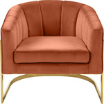 Carter Velvet Upholstered Accent Chair in Cognac