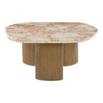 Puglia Marble Top And Oak Wood Base Coffee Table in Cream