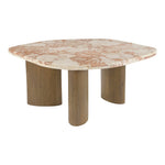 Puglia Marble Top And Oak Wood Base Coffee Table in Cream