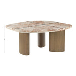 Puglia Marble Top And Oak Wood Base Coffee Table in Cream